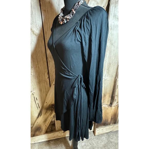 Forever 21 Women's L Large LIttle Black Dress Long Sleeve Wrap Around Pullover - Picture 3 of 10